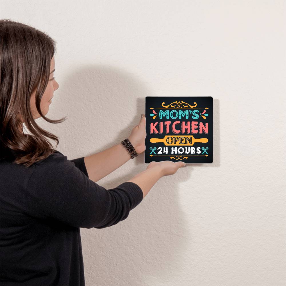 High-Gloss Metal Print-Mom's Kitchen Open 24 Hours
