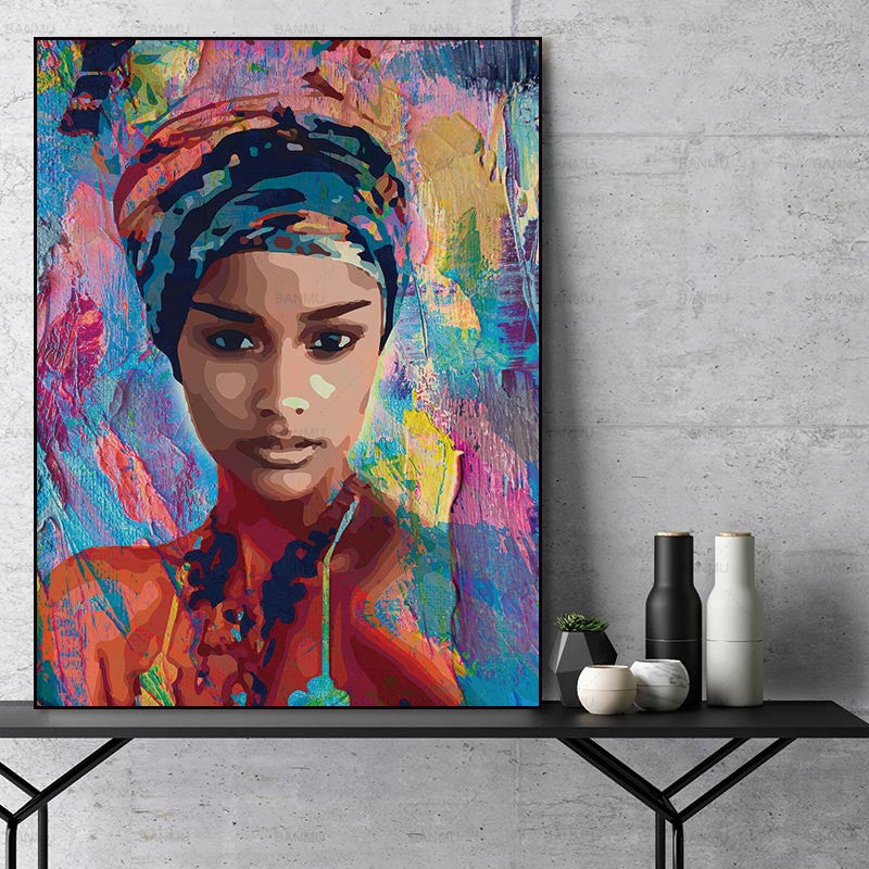 Beautiful Abstract Ethnic Canvas Art Collection. African American Art. Beautiful Black Art Not Framed Canvas Prints-40cmX60cmX1Pc-TWP1182-Brown-Cool Tees & Things