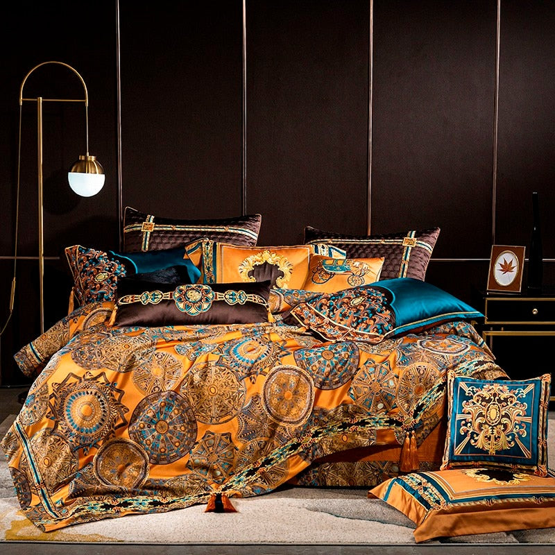 Luxury Jacquard Bedding Set & Duvet Cover with Embroidery- Cool Tees and Things