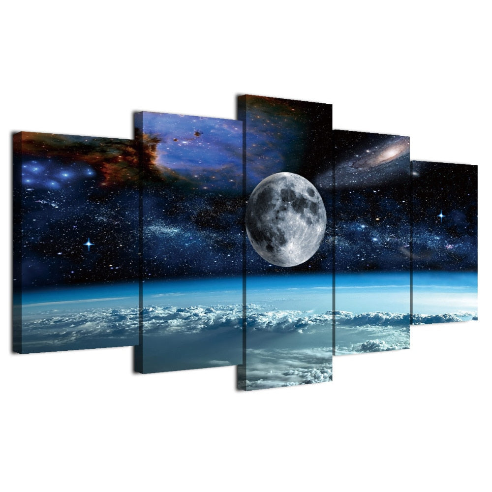 Spectacular Moon and Stars Canvas Print-size 1-Not Framed-MidnightBlue-Cool Tees & Things
