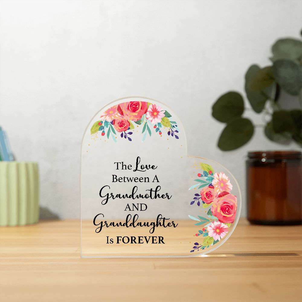 Grandmother and Granddaughter Forever- Printed Heart Shaped Acrylic Plaque