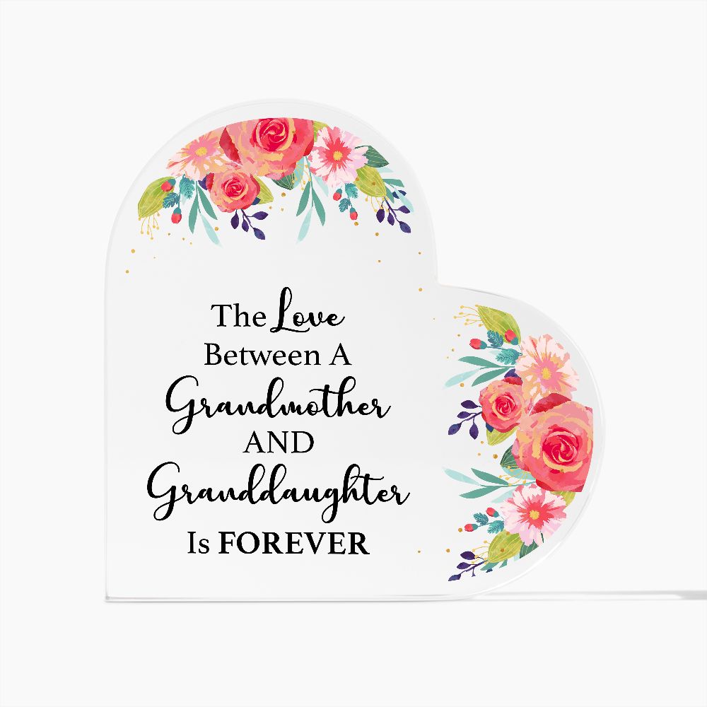 Grandmother and Granddaughter Forever- Printed Heart Shaped Acrylic Plaque