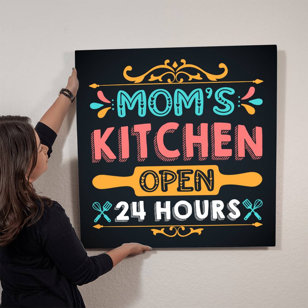 High-Gloss Metal Print-Mom's Kitchen Open 24 Hours