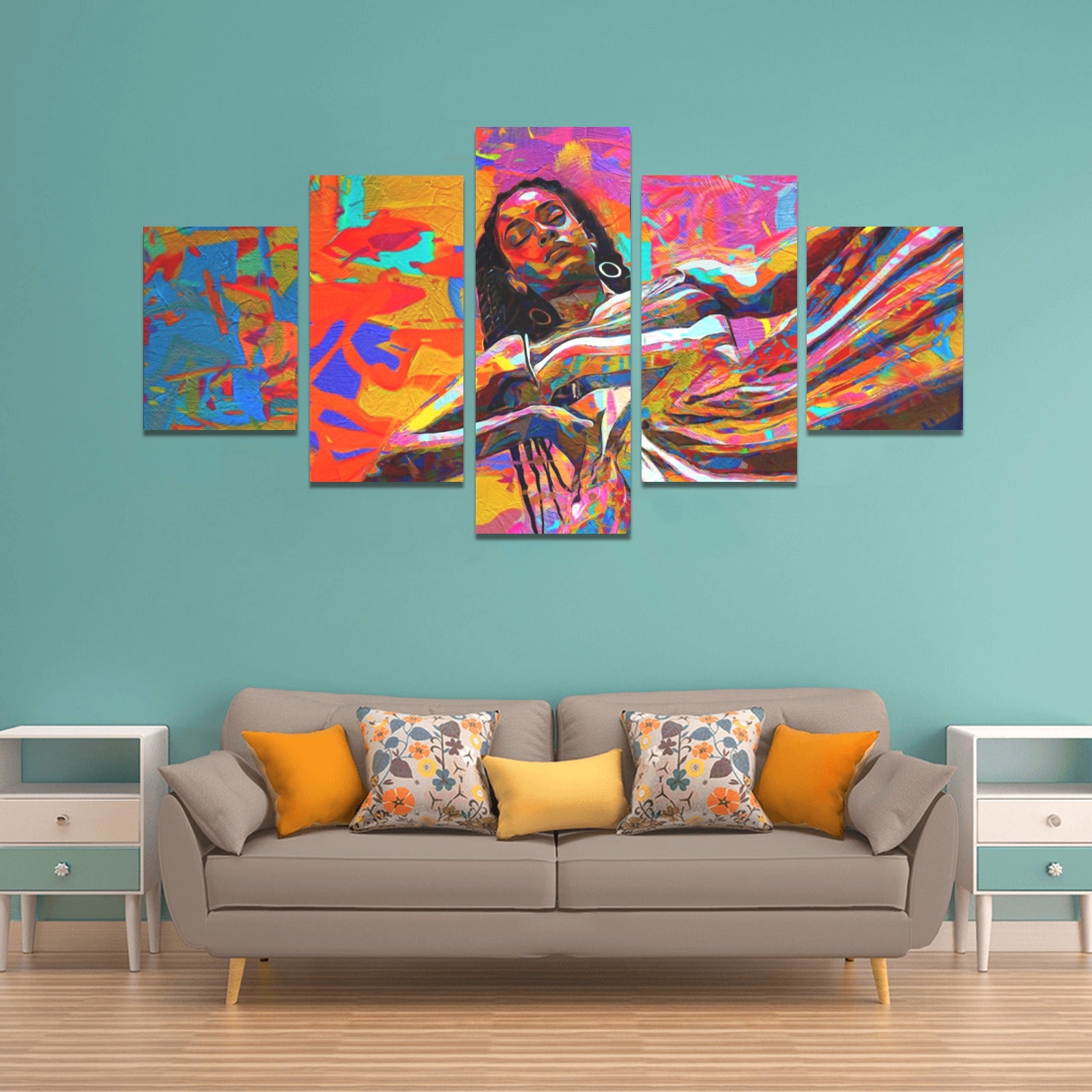 Express Yourself- Stunning Black Woman Canvas Wall Art-Large-Black-Cool Tees & Things
