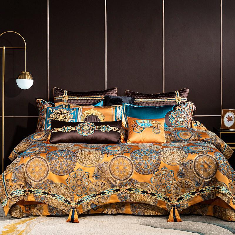 Luxury Jacquard Bedding Set & Duvet Cover with Embroidery- Cool Tees and Things