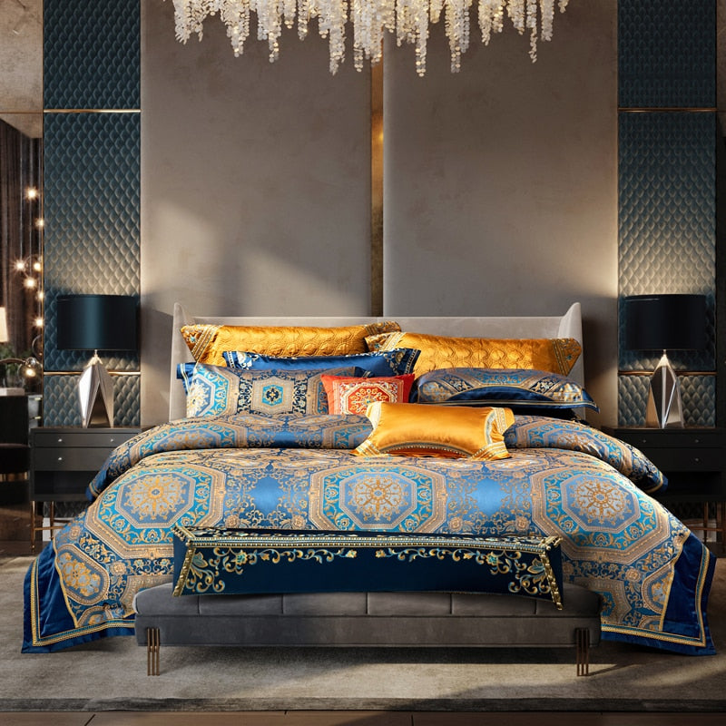 Luxury Jacquard Bedding Set & Duvet Cover with Embroidery- Cool Tees and Things