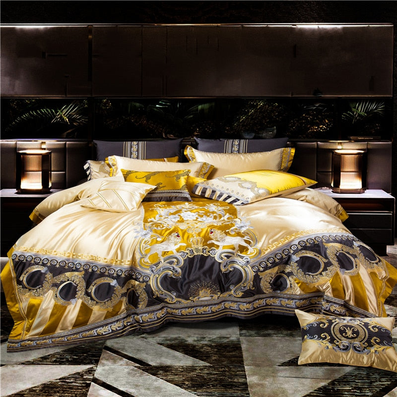 Luxury Jacquard Bedding Set & Duvet Cover with Embroidery- Cool Tees and Things