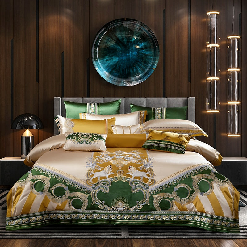 Luxury Jacquard Bedding Set & Duvet Cover with Embroidery- Cool Tees and Things