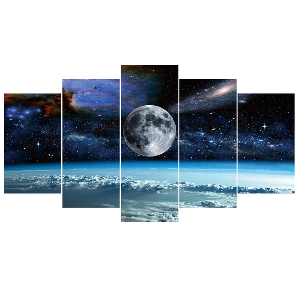 Spectacular Moon and Stars Canvas Print-size 1-Not Framed-MidnightBlue-Cool Tees & Things