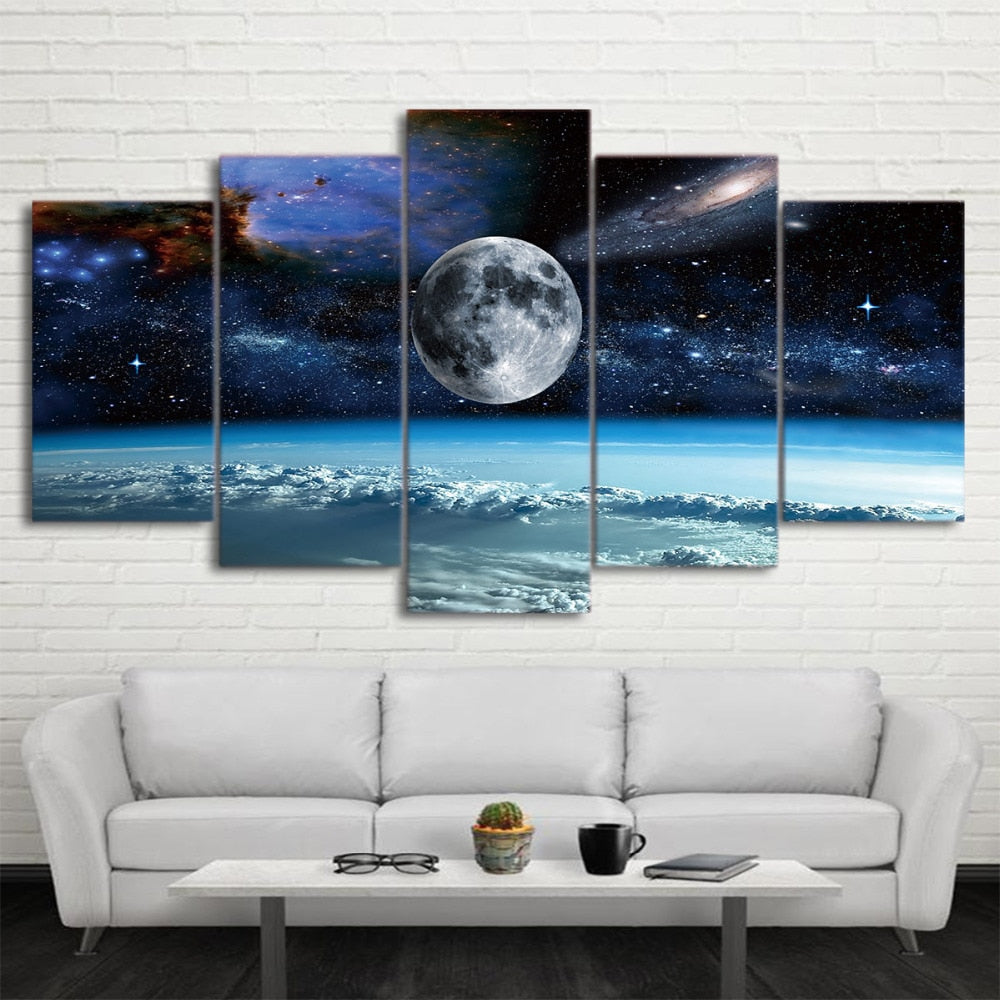Spectacular Moon and Stars Canvas Print-size 1-Not Framed-MidnightBlue-Cool Tees & Things