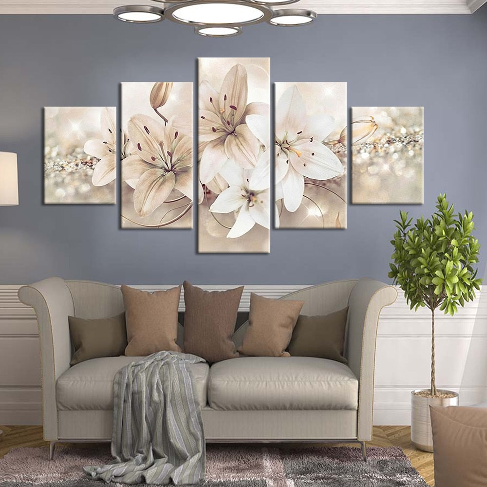 Stunning Abstract Lily Flower Canvas Print-Not Framed-20x35 20x45 20x55cm-White-Cool Tees & Things