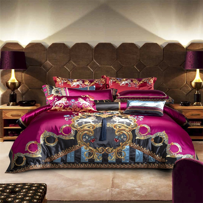 Luxury Jacquard Bedding Set & Duvet Cover with Embroidery- Cool Tees and Things