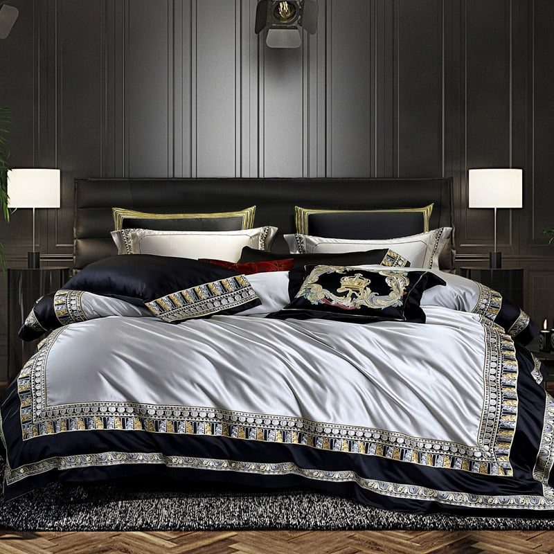 Luxury Jacquard Bedding Set & Duvet Cover with Embroidery- Cool Tees and Things