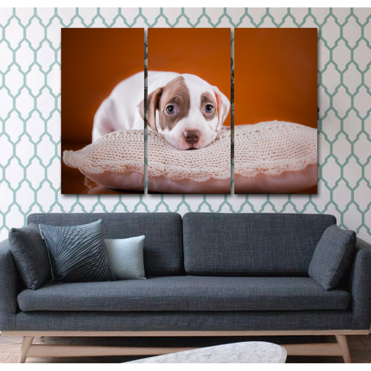Adorable Pit Bull Puppy Wall Art Canvas-Medium-Not Framed-Cool Tees & Things