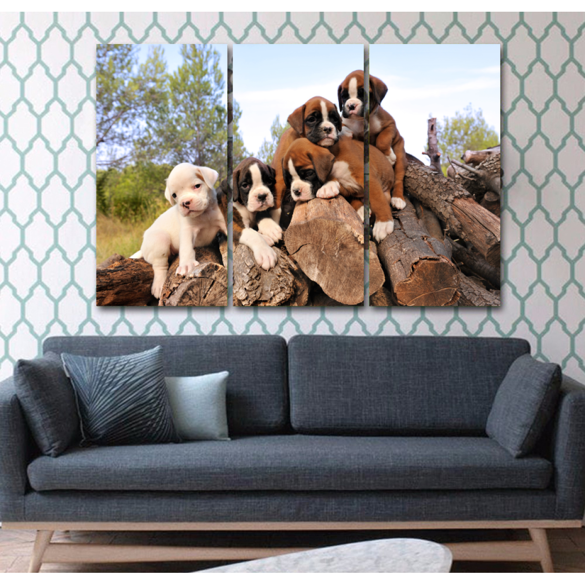 Boxer Puppies Wall Art Canvas-Medium-Not Framed-Cool Tees & Things