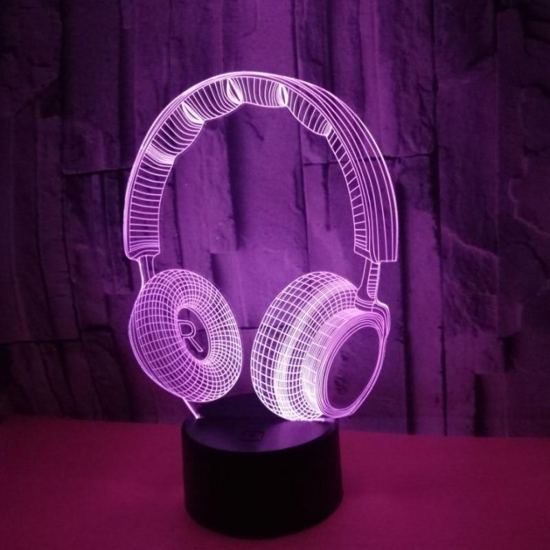 Colorful Touch Headphones 3D Night Light