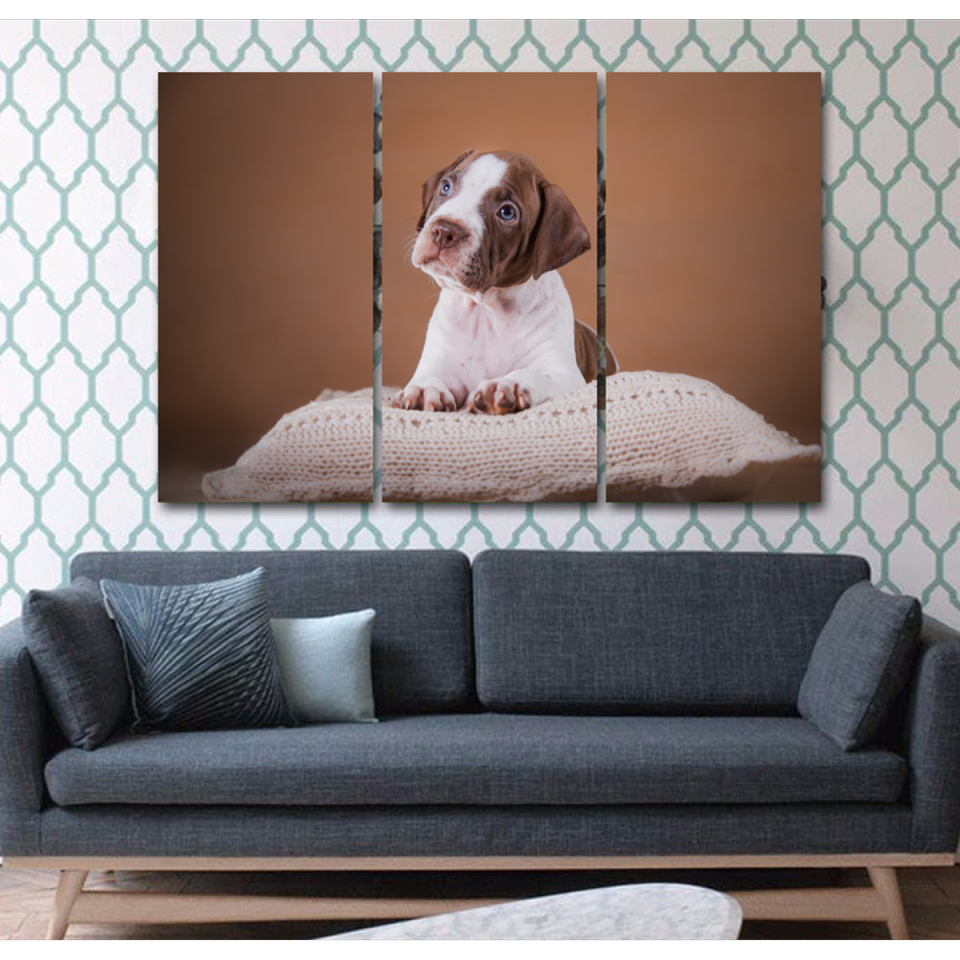 Curious Pit Bull Puppy Wall Art Canvas-Medium-Not Framed-Cool Tees & Things