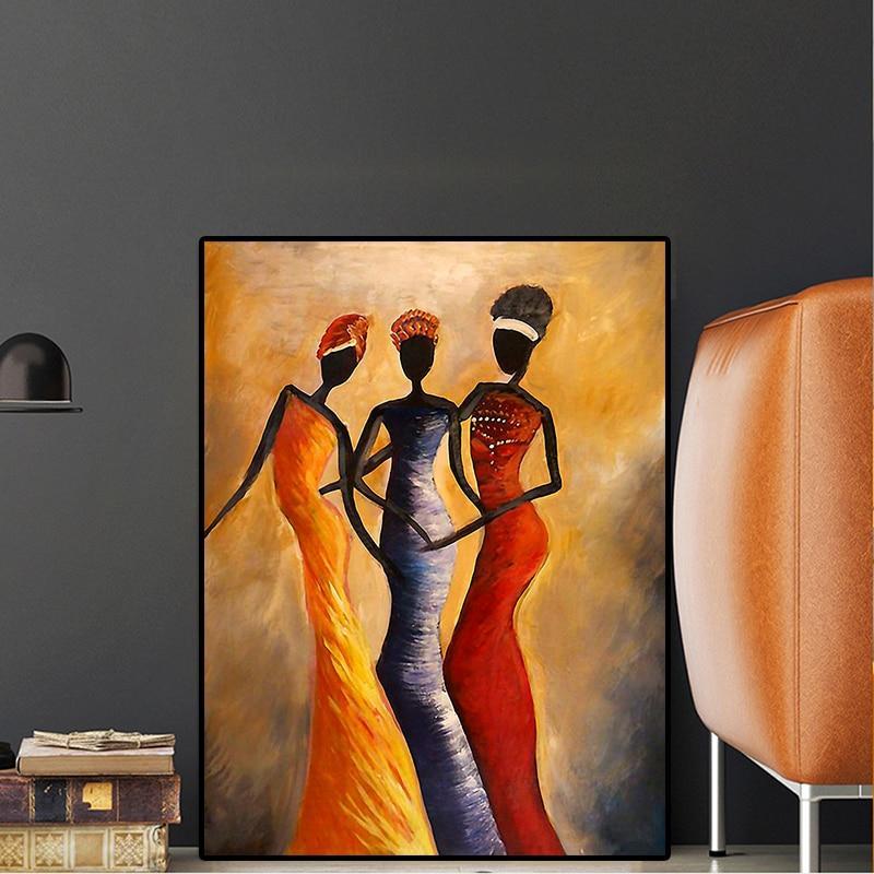 Elegant African Women Portrait. Oil Painting on Canvas-50x70cm no frame-Orange-Cool Tees & Things