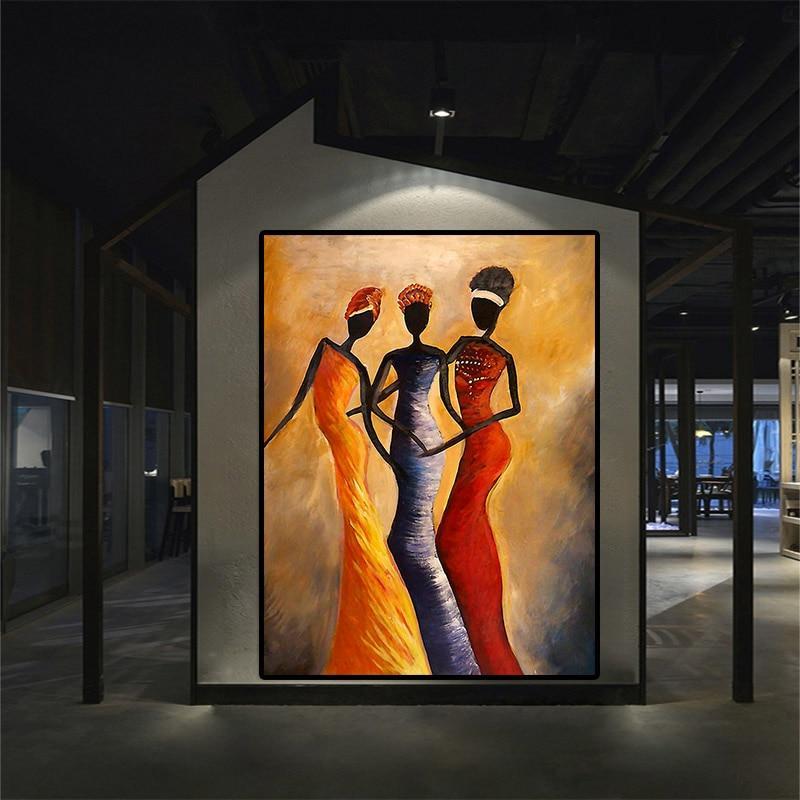 Elegant African Women Portrait. Oil Painting on Canvas-50x70cm no frame-Orange-Cool Tees & Things