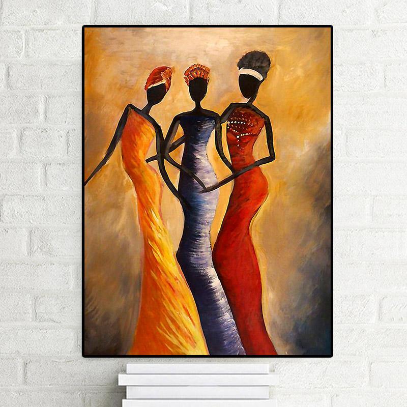 Elegant African Women Portrait. Oil Painting on Canvas-50x70cm no frame-Orange-Cool Tees & Things