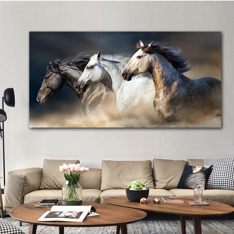 Elegant Running Horses Canvas Art-20x40cm No frame-Cool Tees & Things