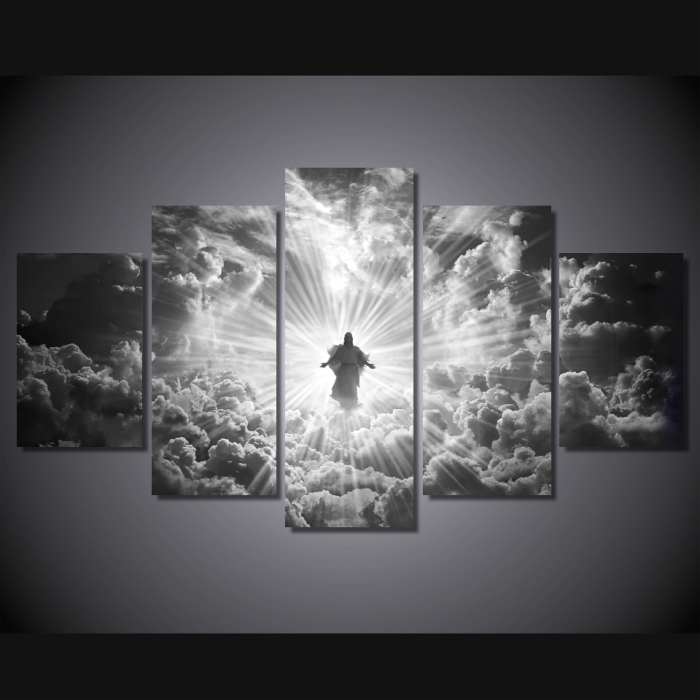 Jesus Is Coming Limited Edition Grayscale Large Framed Canvas Art Mural-Gray,White-Cool Tees & Things