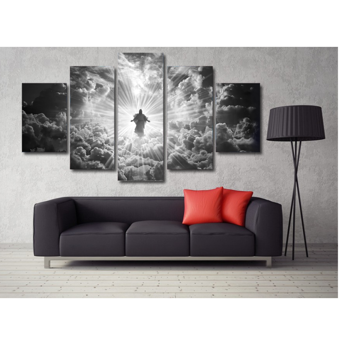 Jesus Is Coming Limited Edition Grayscale Large Framed Canvas Art Mural-Gray,White-Cool Tees & Things