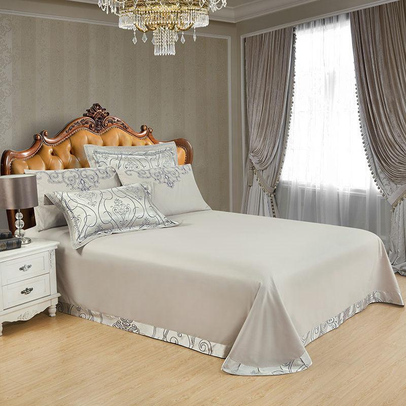 Luxury Satin Jacquard Embroidery Bedding Set Double Queen King Size - Cool Tees and Things