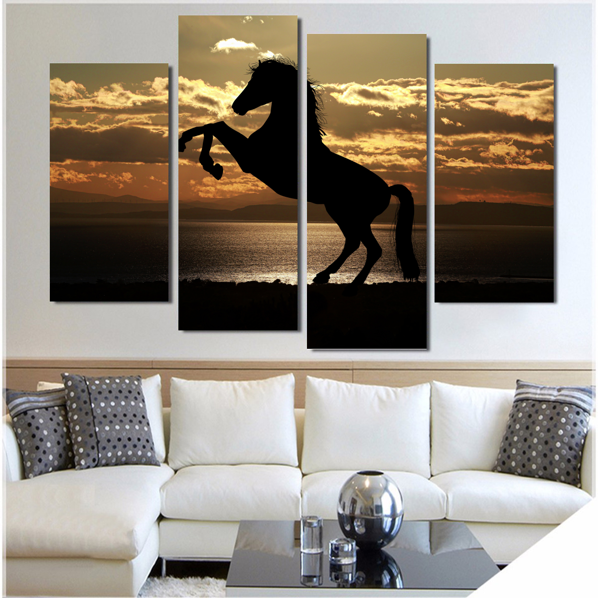 Magnificent Sunlit Horse Canvas-Medium-Not Framed-Brown/Orange-Cool Tees & Things