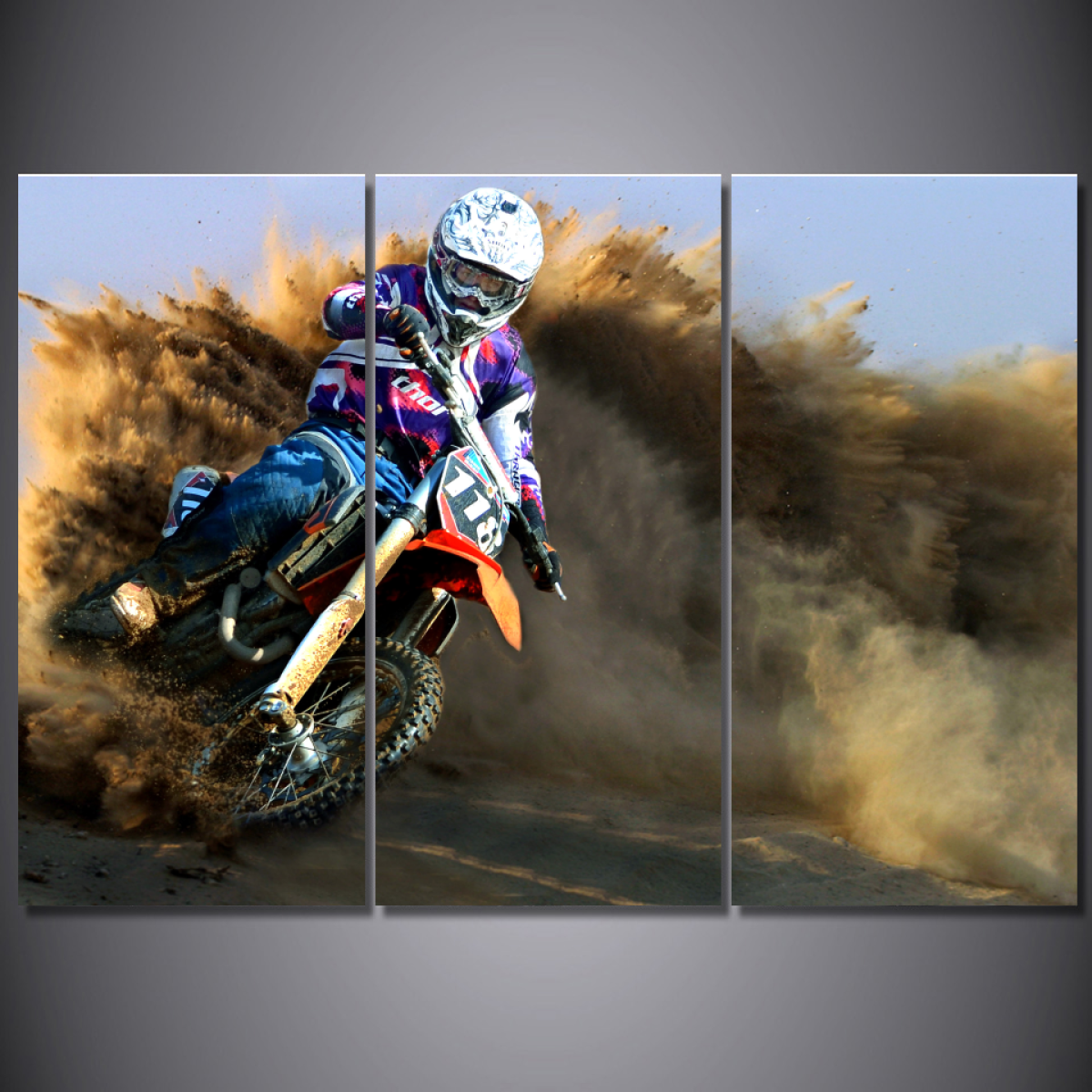 Motocross Lovers Canvas-Wallart 3 Piece Vertical Rectangle-Medium - Not frame-Cool Tees & Things