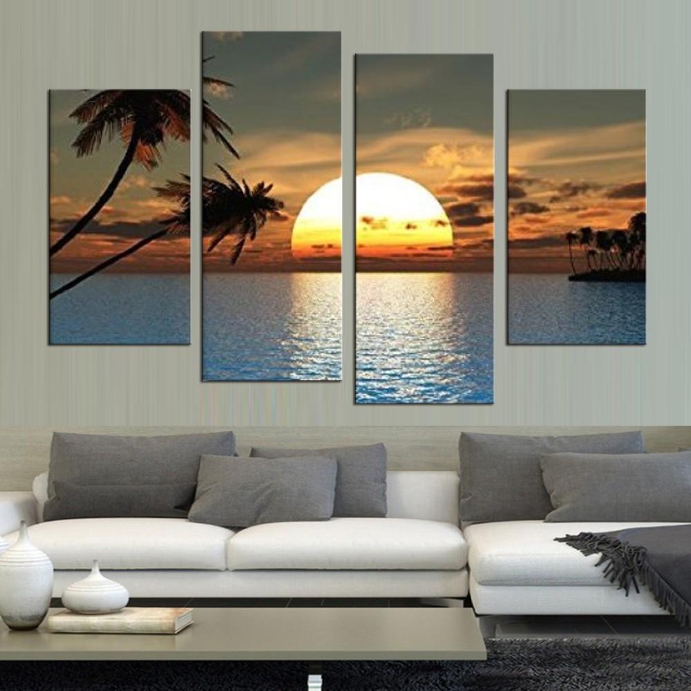 Ocean Sunset Canvas-Medium-Frame-Blue-Cool Tees & Things