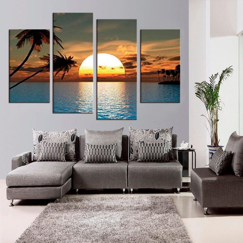 Ocean Sunset Canvas-Medium-Frame-Blue-Cool Tees & Things