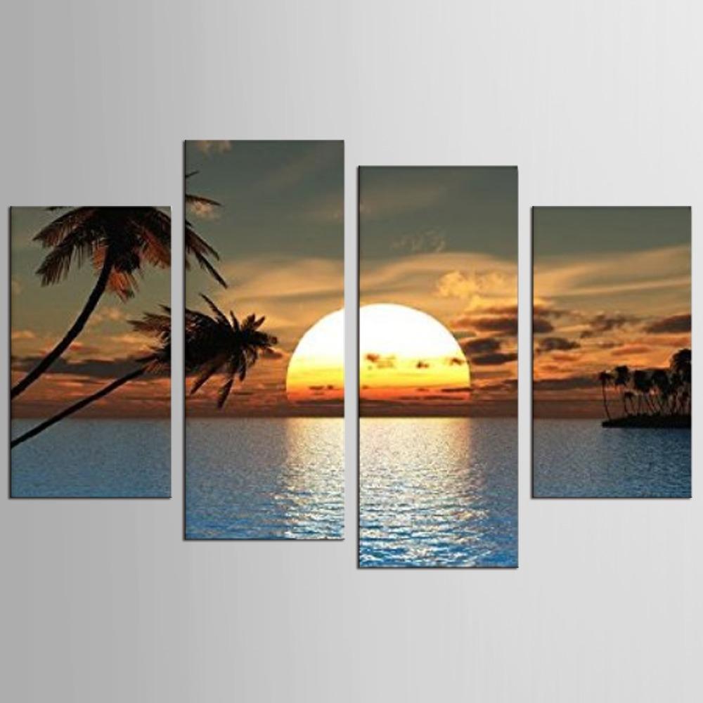 Ocean Sunset Canvas-Medium-Frame-Blue-Cool Tees & Things