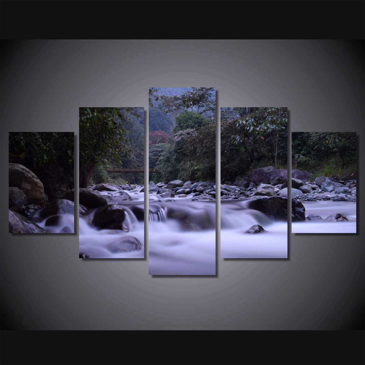 Peaceful River-Medium-Not Framed-Grey/Green-Cool Tees & Things