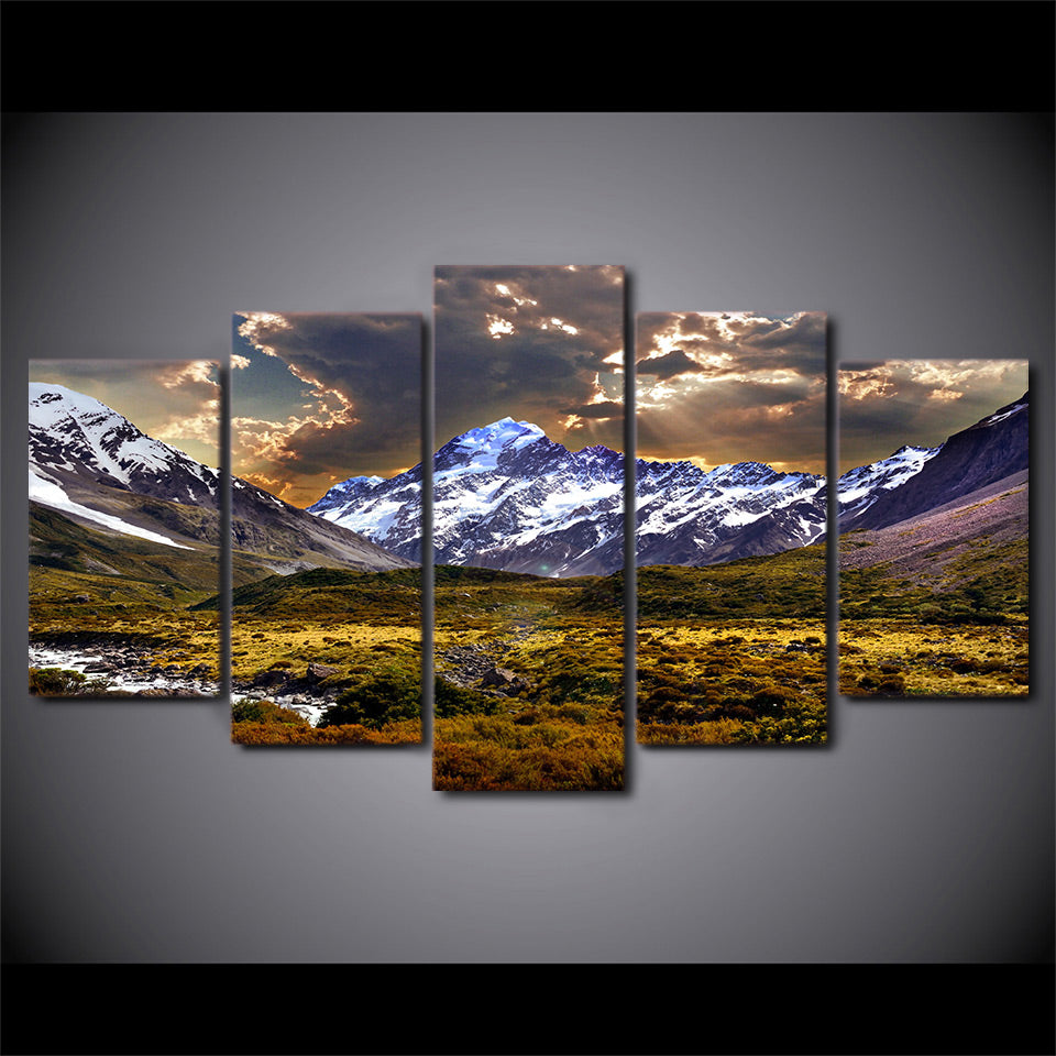 Ice Mountain Grasslands Landscape-10x15 10x20 10x25cm-Framed-Brown-Cool Tees & Things