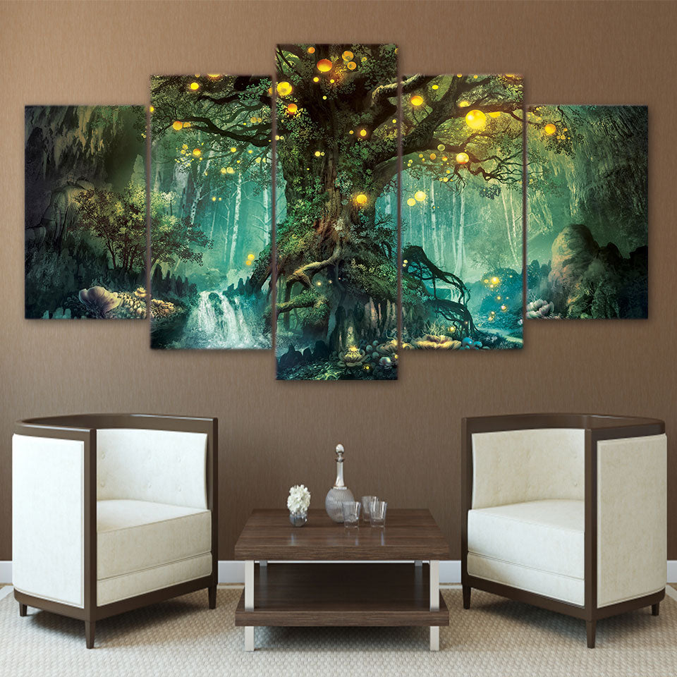 HD Enchanted Tree Canvas Painting-20x35 20x45 20x55cm-unframed-Green-Cool Tees & Things