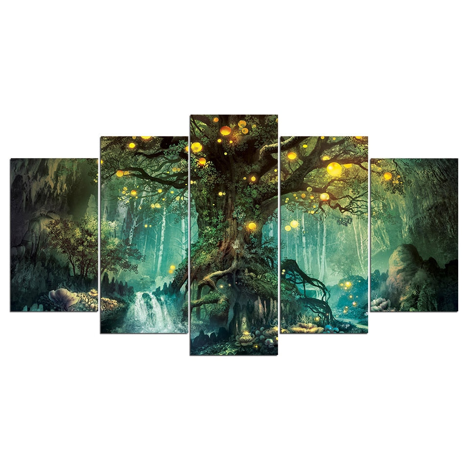 HD Enchanted Tree Canvas Painting-20x35 20x45 20x55cm-unframed-Green-Cool Tees & Things