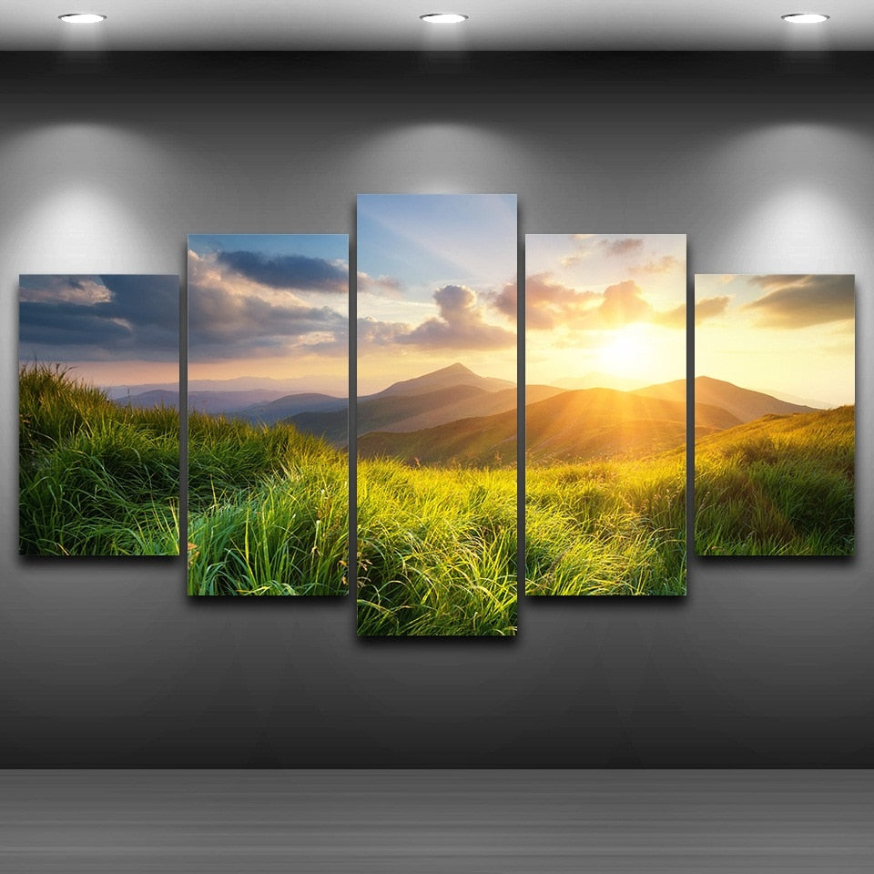 Mountain Prairie Sunset Canvas-10x15 10x20 10x25cm-Framed-Orange-Cool Tees & Things