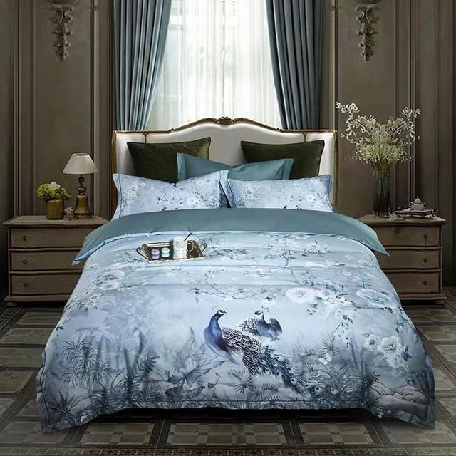 100% Egyptian Cotton Luxury Bedding. Queen King Size 4Pcs Duvet Cover. Bed Sheet & Pillow Shams