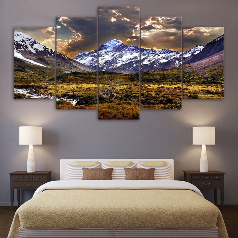 Ice Mountain Grasslands Landscape-10x15 10x20 10x25cm-Framed-Brown-Cool Tees & Things