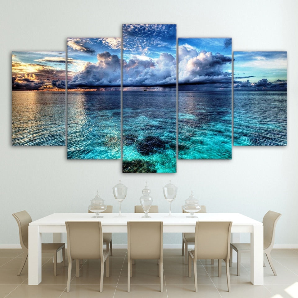 Beautiful Sea Landscape Canvas-10x15 10x20 10x25cm-Framed-Blue-Cool Tees & Things