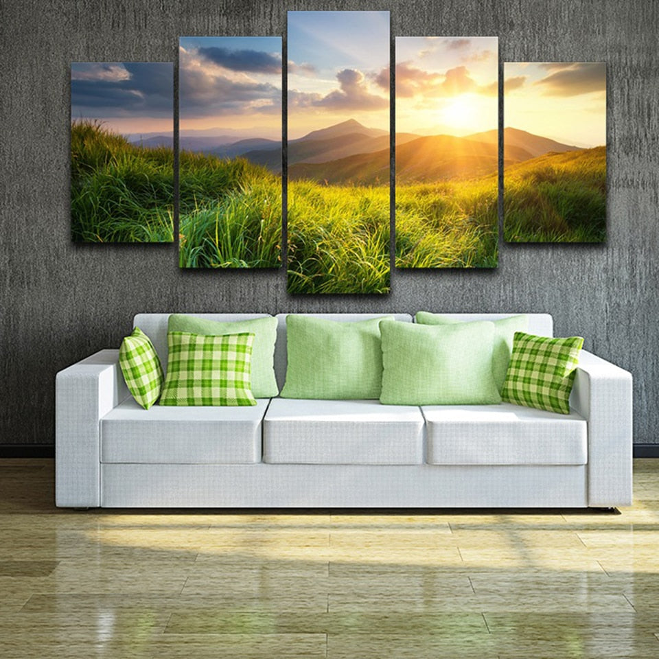 Mountain Prairie Sunset Canvas-10x15 10x20 10x25cm-Framed-Orange-Cool Tees & Things