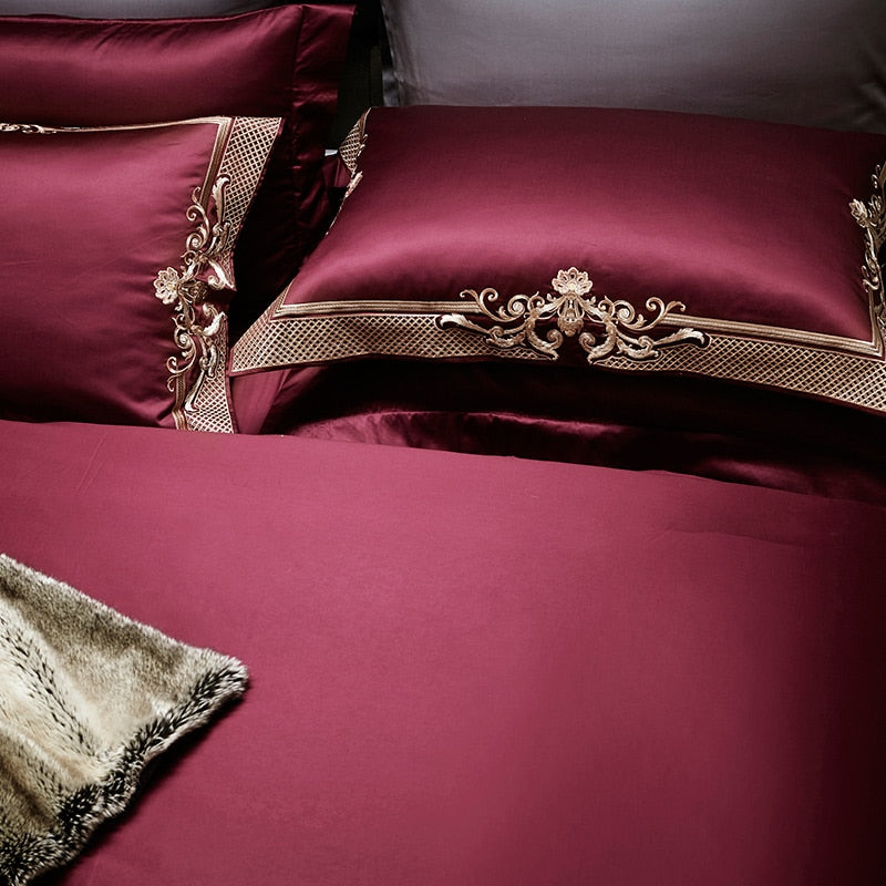 Stunning 4 Piece Luxury 1000TC Egyptian Cotton Embroidered Royal Bedding Set.Duvet Cover. Queen King