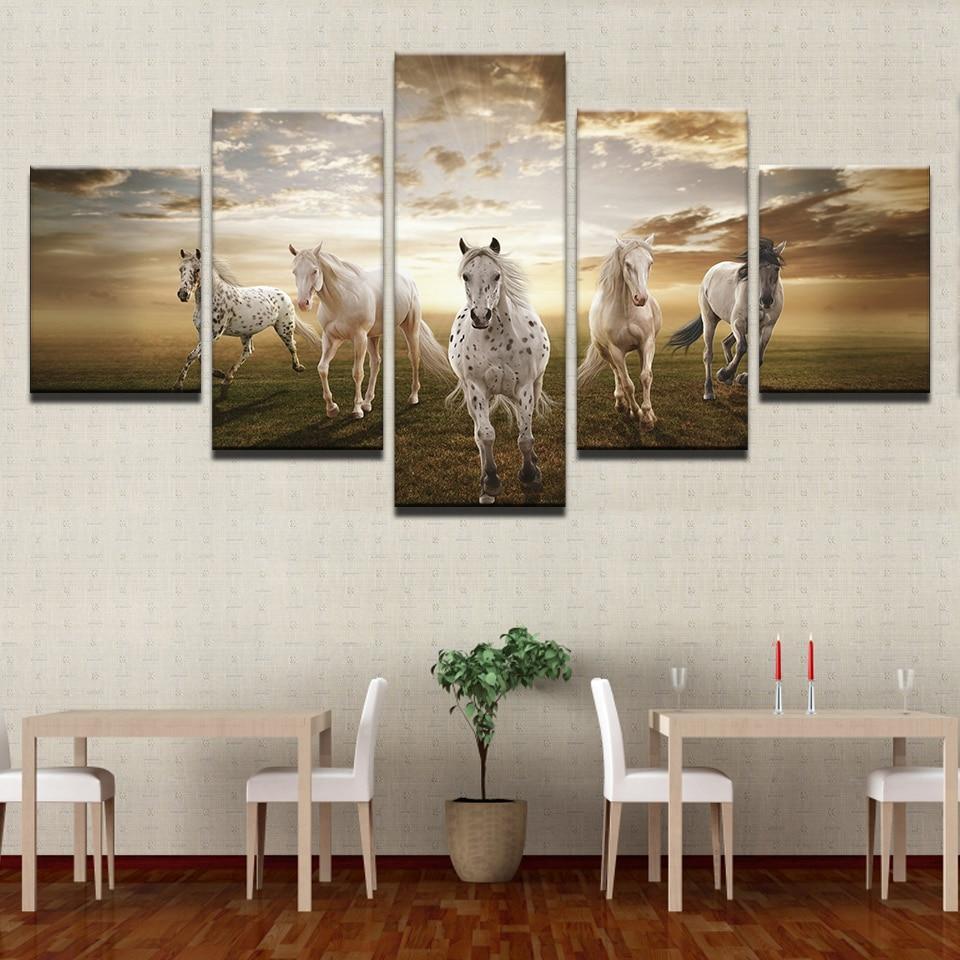 Stunning Running Horses At Sunset Canvas-10x15 10x20 10x25cm-Frame-Tan-Cool Tees & Things