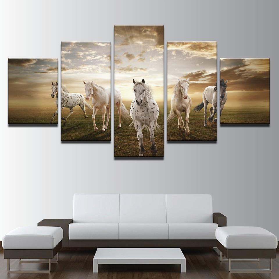 Stunning Running Horses At Sunset Canvas-10x15 10x20 10x25cm-Frame-Tan-Cool Tees & Things