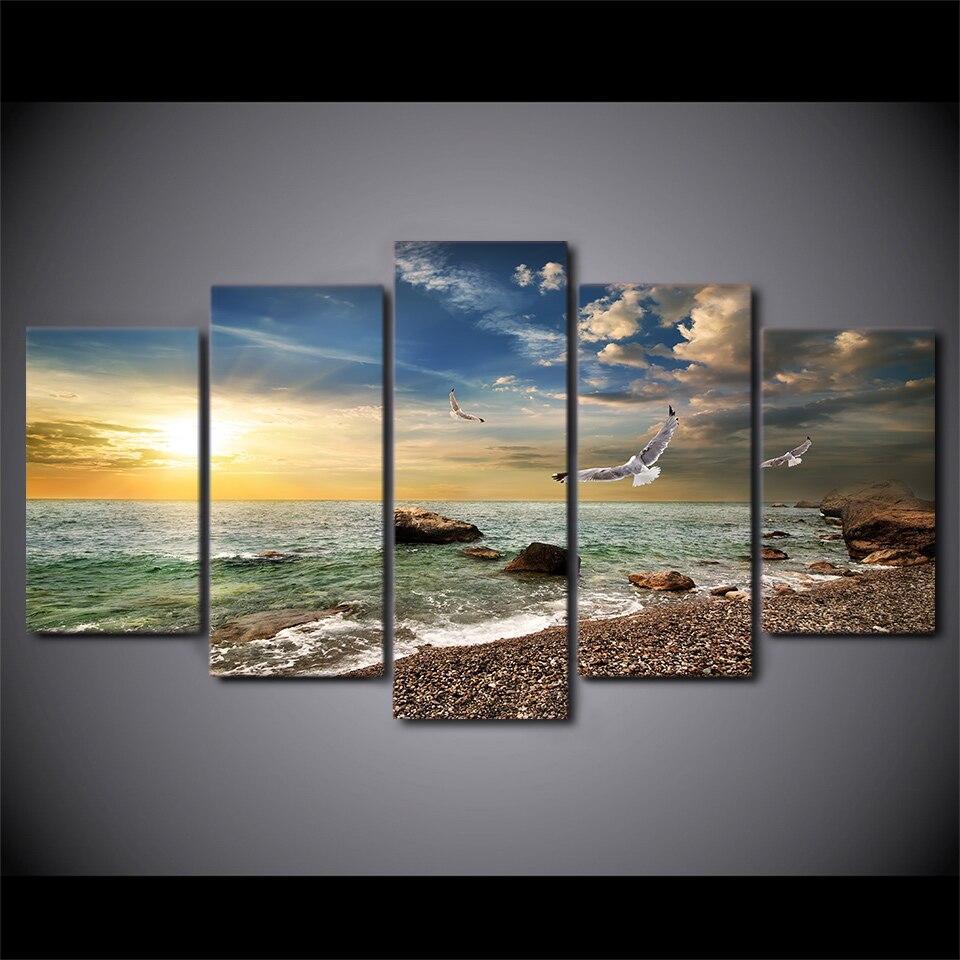 Sunset Beach Landscape-10x15 10x20 10x25cm-Framed-Blue-Cool Tees & Things
