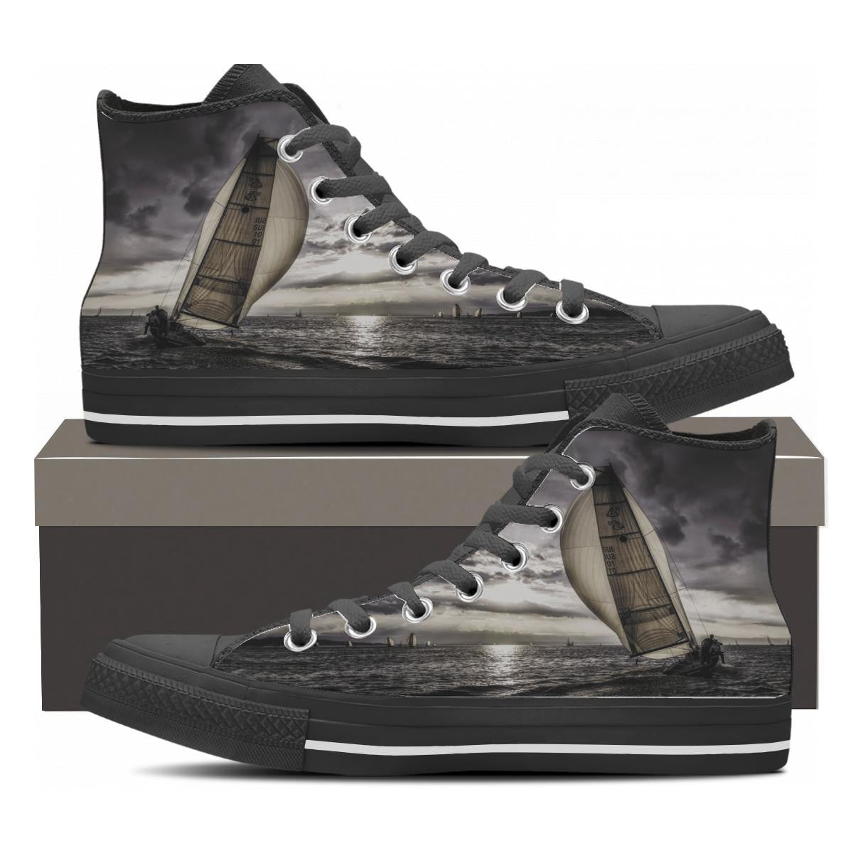 Sunset Sailing High Tops - Cool Tees and Things