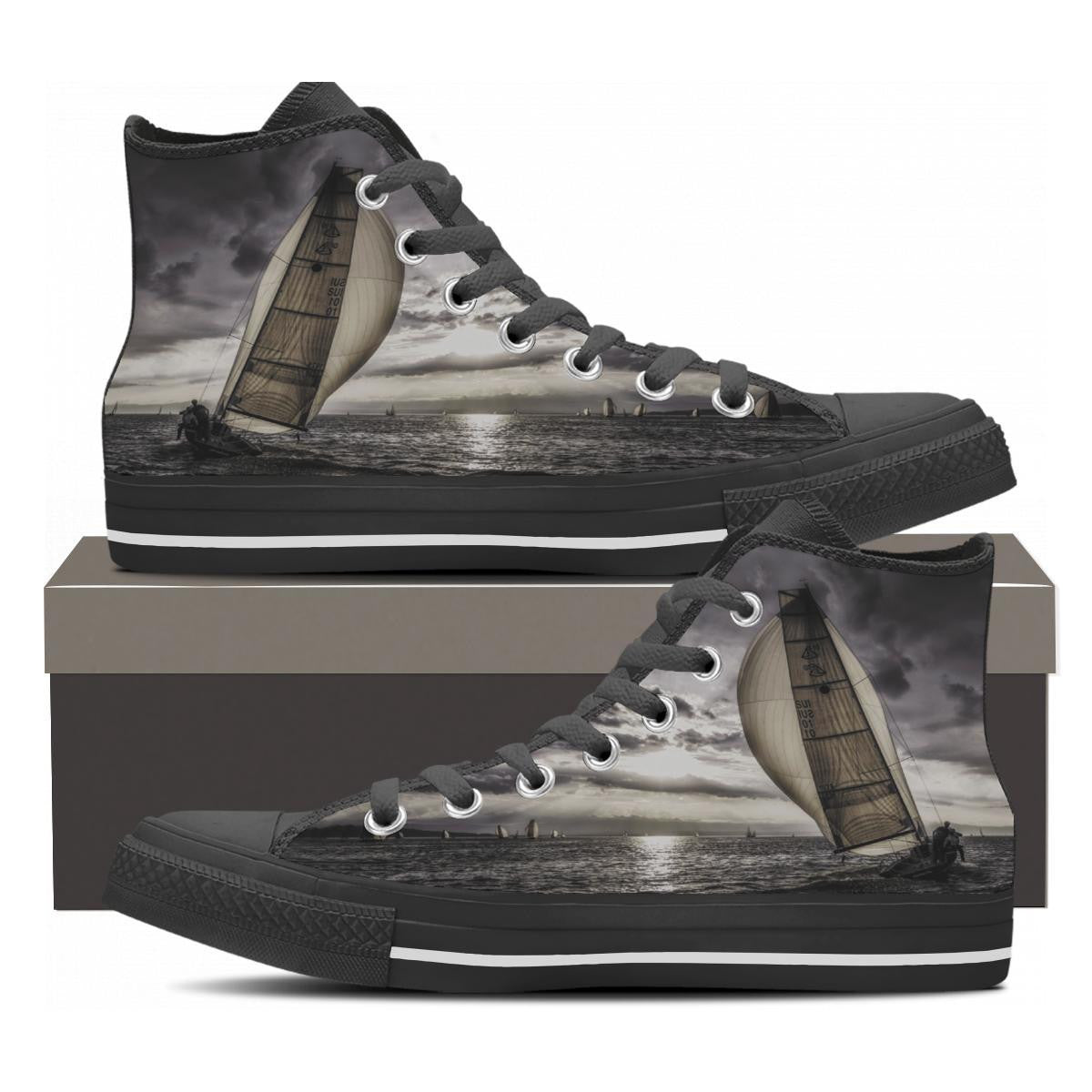 Sunset Sailing High Tops - Cool Tees and Things